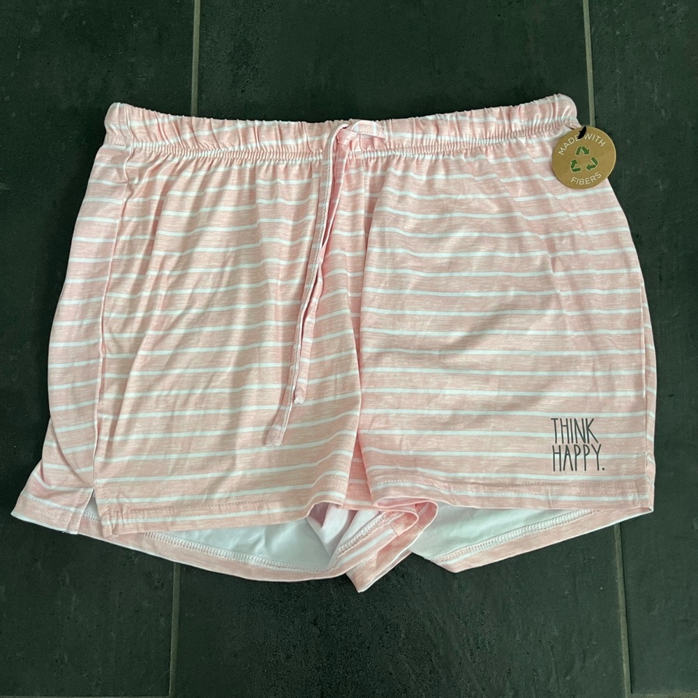 RAE DUNN Pink and white stripped PJ shorts